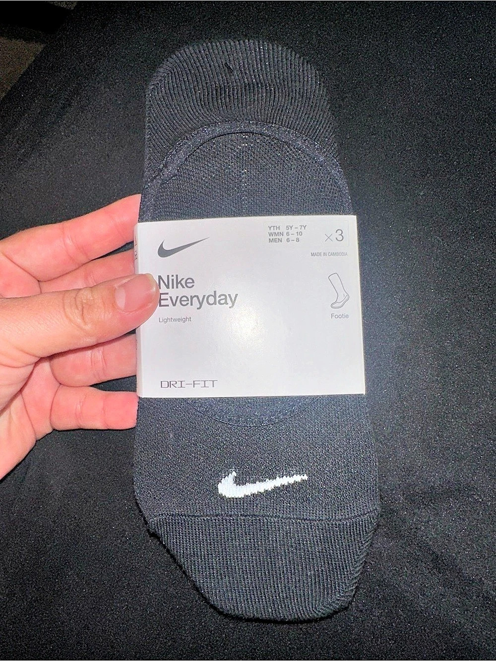 Nike Everyday Lightweight No-Show Socks No-Show Socks Black & White Size Medium